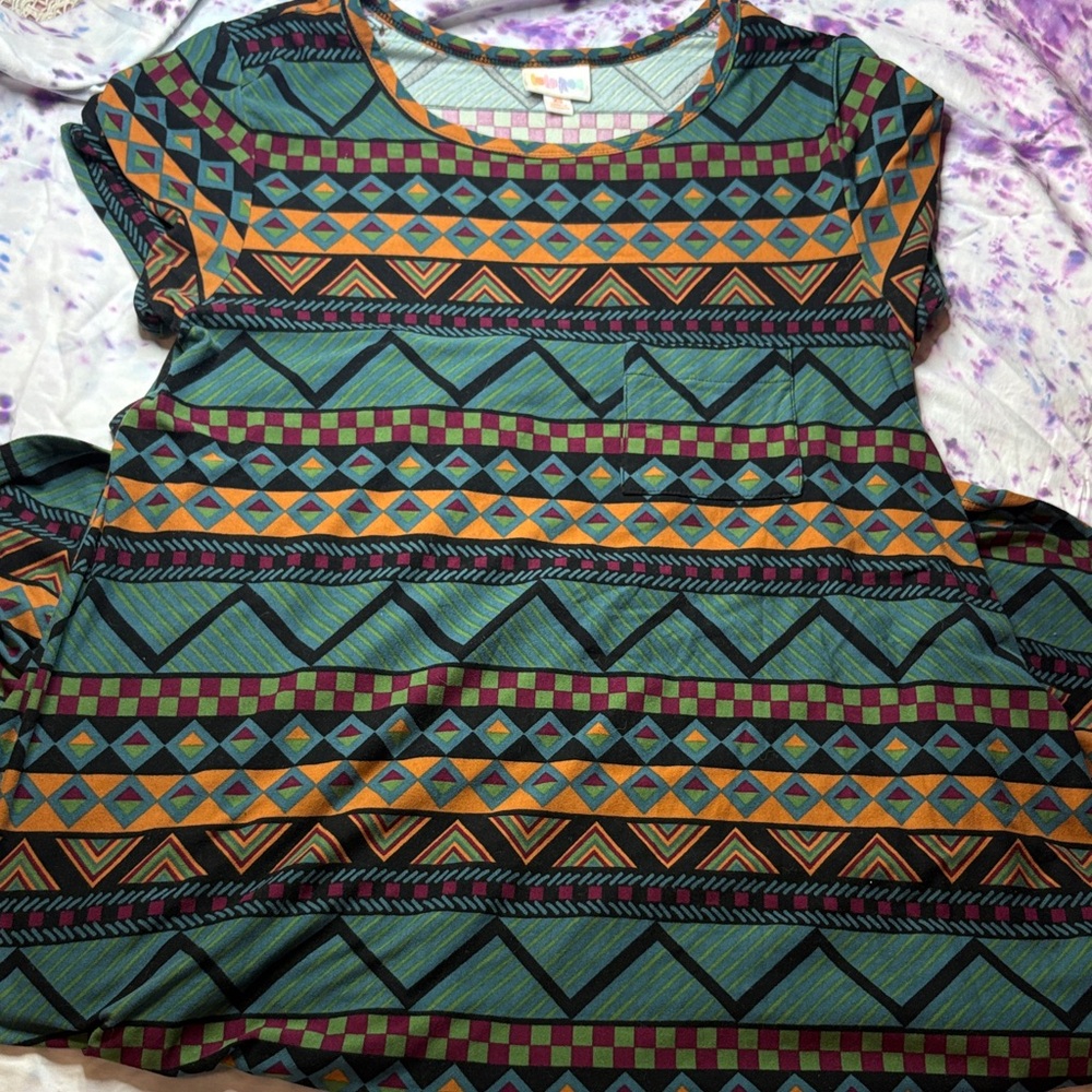 LuLaRoe Multicolor Geometric Short Sleeve Dress